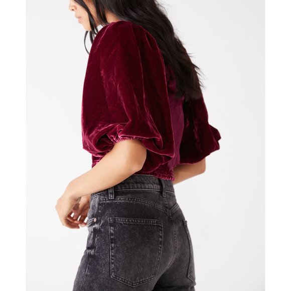 NWT Free People Marie Velvet Open Back / Wine - Picture 2 of 6